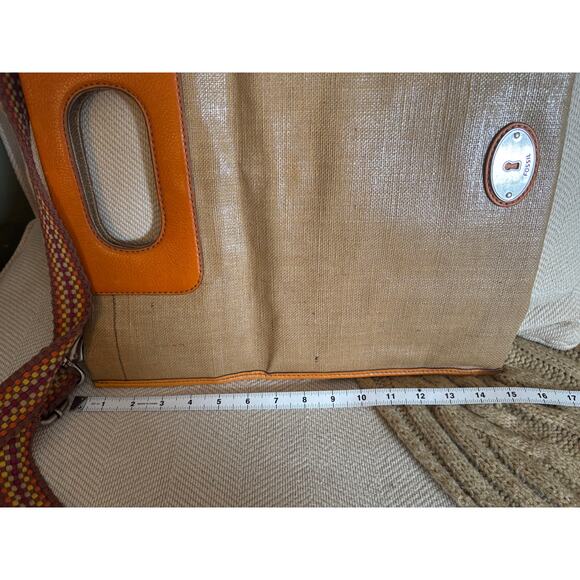 Fossil Key-Per Foldover Convertible Bag Tan & Orange - Picture 9 of 9
